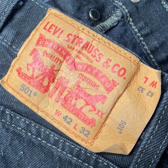 Levis Men's 501® Original Fit Button Fly Stretch Jeans Black Size 42x 31 - Picture 7 of 11